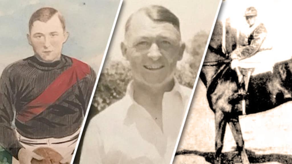 gove_historic_triathlon_1024.jpg Multi-talented sportsman Cyril Gove as an Essendon footballer, as an older man, and in his time as a jockey - AFL,Lifestyle,Entertain,Historical,Long read